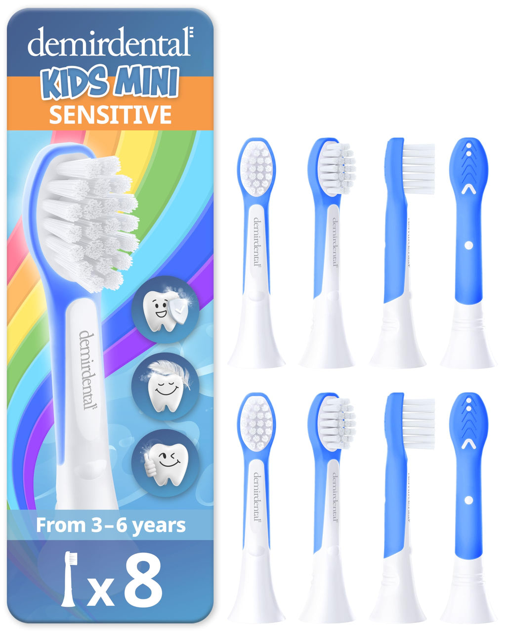 Demirdental Kids Mini Toothbrush Heads for Philips Sonicare Compact Kids (Ages 3-6) - Dark Blue