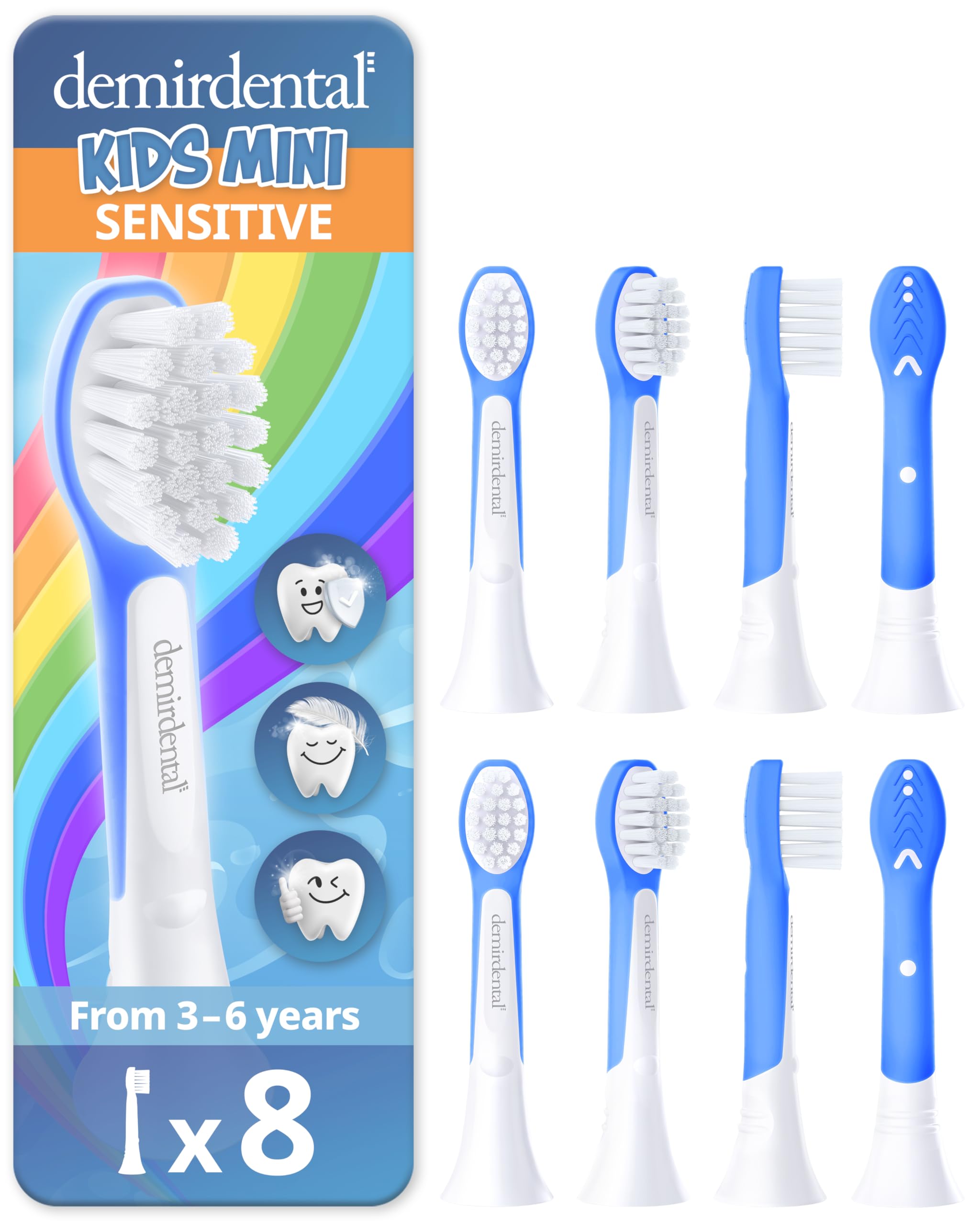 Demirdental Kids Mini Toothbrush Heads for Philips Sonicare Compact Kids (Ages 3-6) - Dark Blue