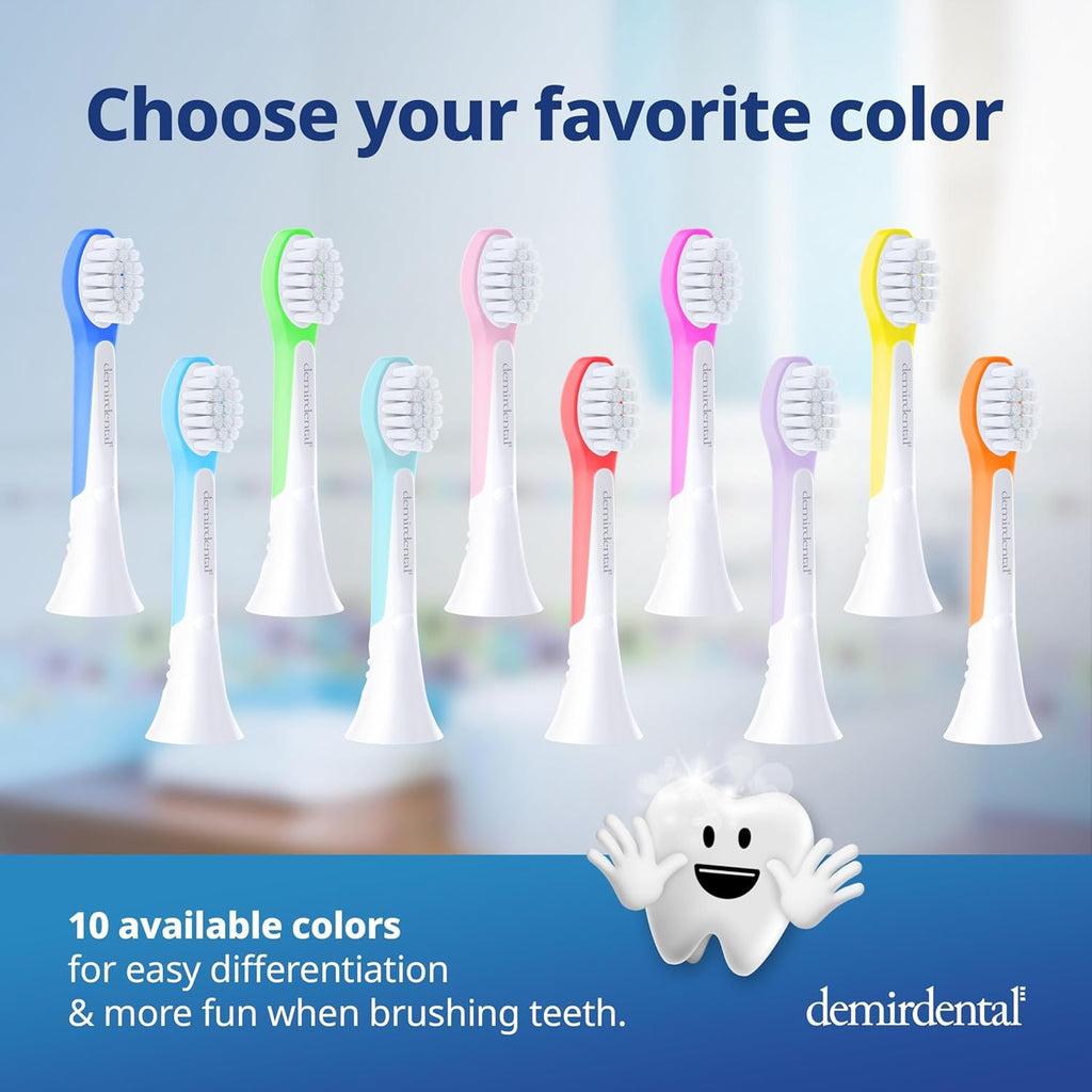Demirdental Kids Mini Toothbrush Heads for Philips Sonicare Kids – Replacement Heads Mini Sensitive (Ages 3-6) Turquoise