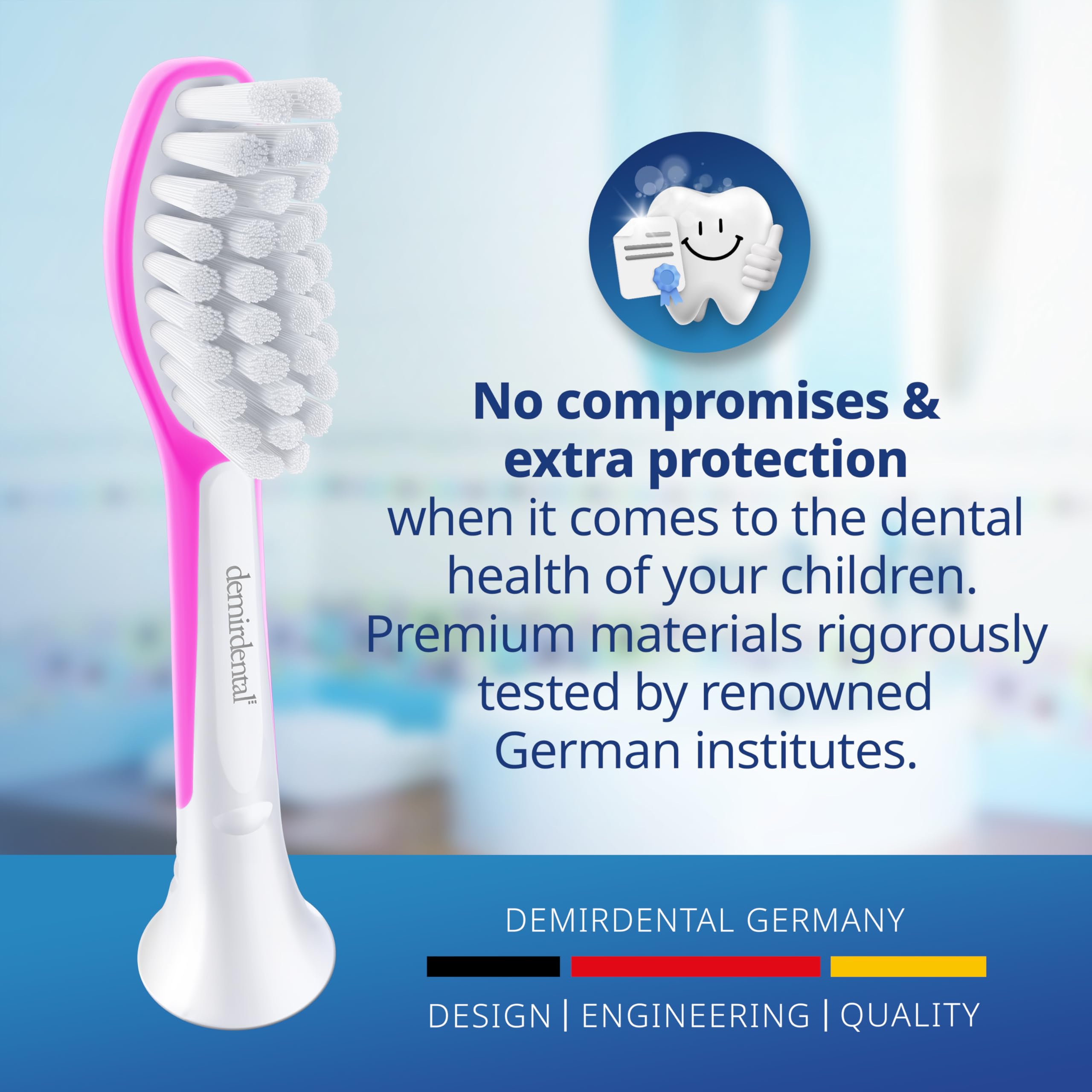 demirdental Kids Toothbrush Heads for Philips Sonicare Kids – Ages 7-10, Magenta