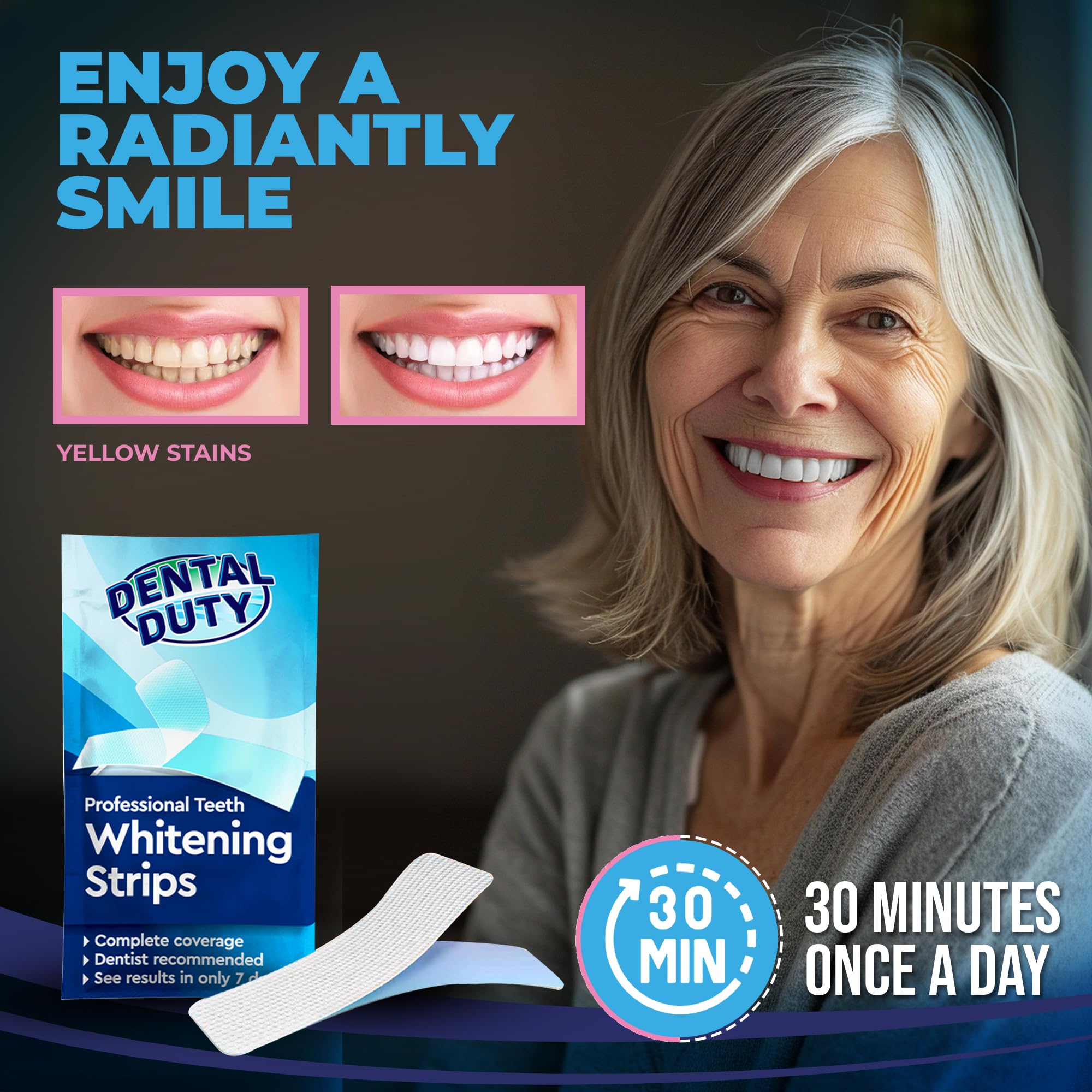 Dental Duty Teeth Whitening Strips - 28pcs, Enamel Safe, Vegan & Non-Toxic