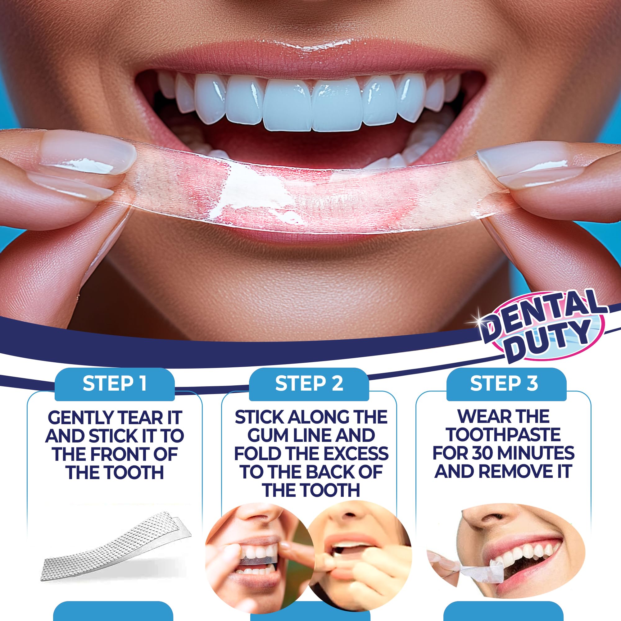 Dental Duty Teeth Whitening Strips - 28pcs, Enamel Safe, Vegan & Non-Toxic