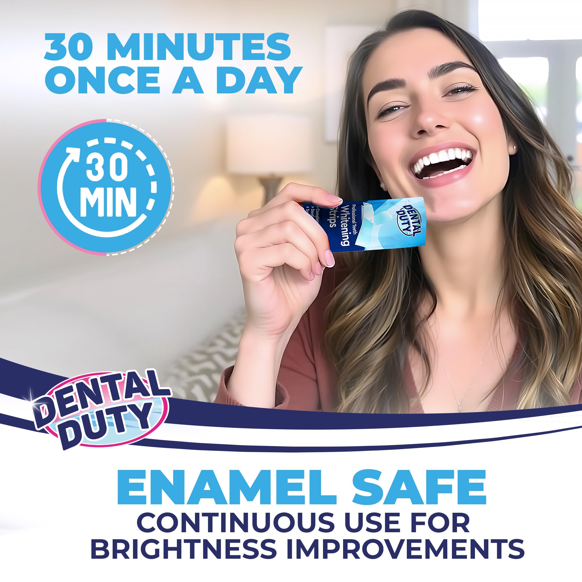 Dental Duty Teeth Whitening Strips - 28pcs, Enamel Safe, Vegan & Non-Toxic