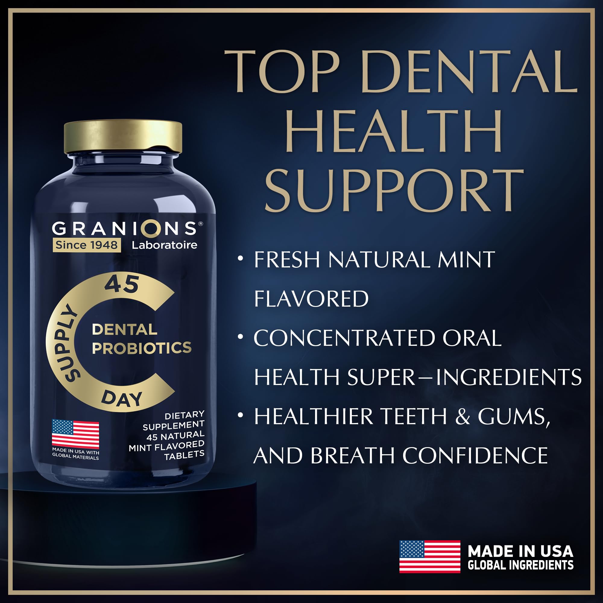Dental Probiotics for Teeth and Gums - Fresh Breath Lactobacillus Salivarius Probiotic - 90 Mint Tablets