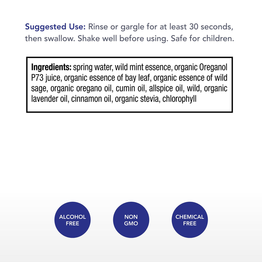 Physician's Strength Dental Swirl & Swallow – 8 oz – P73 Oregano – Fluoride & Glycerin Free