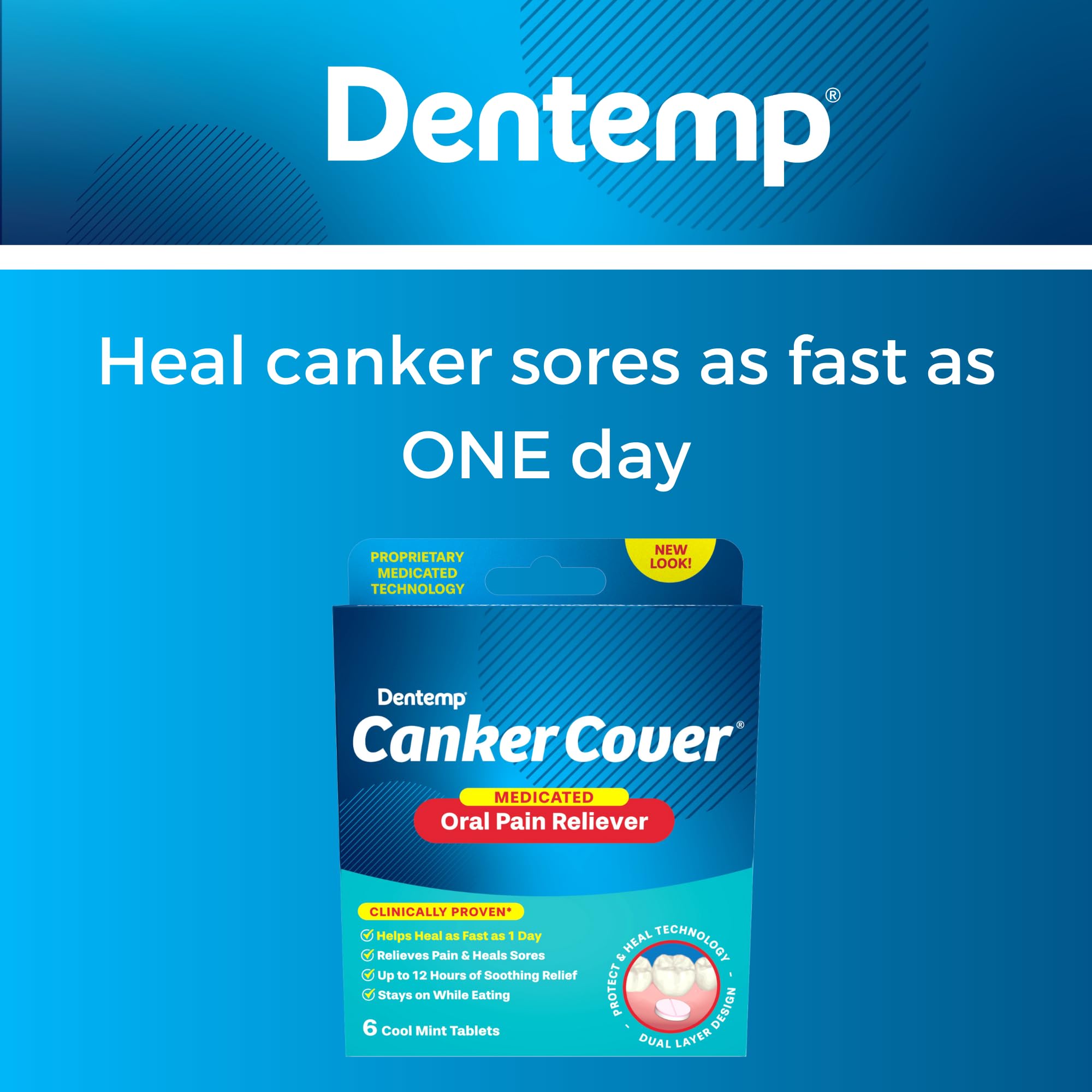 Dentemp Canker Cover 2pk – Canker Sore Medicine & Pain Relief (12 Count) for Adults