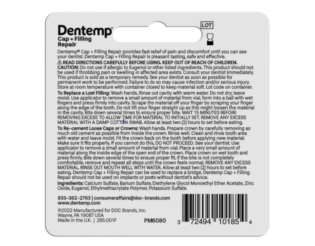 Dentemp Maximum Strength Lost Fillings & Loose Caps Repair – 6 Pack