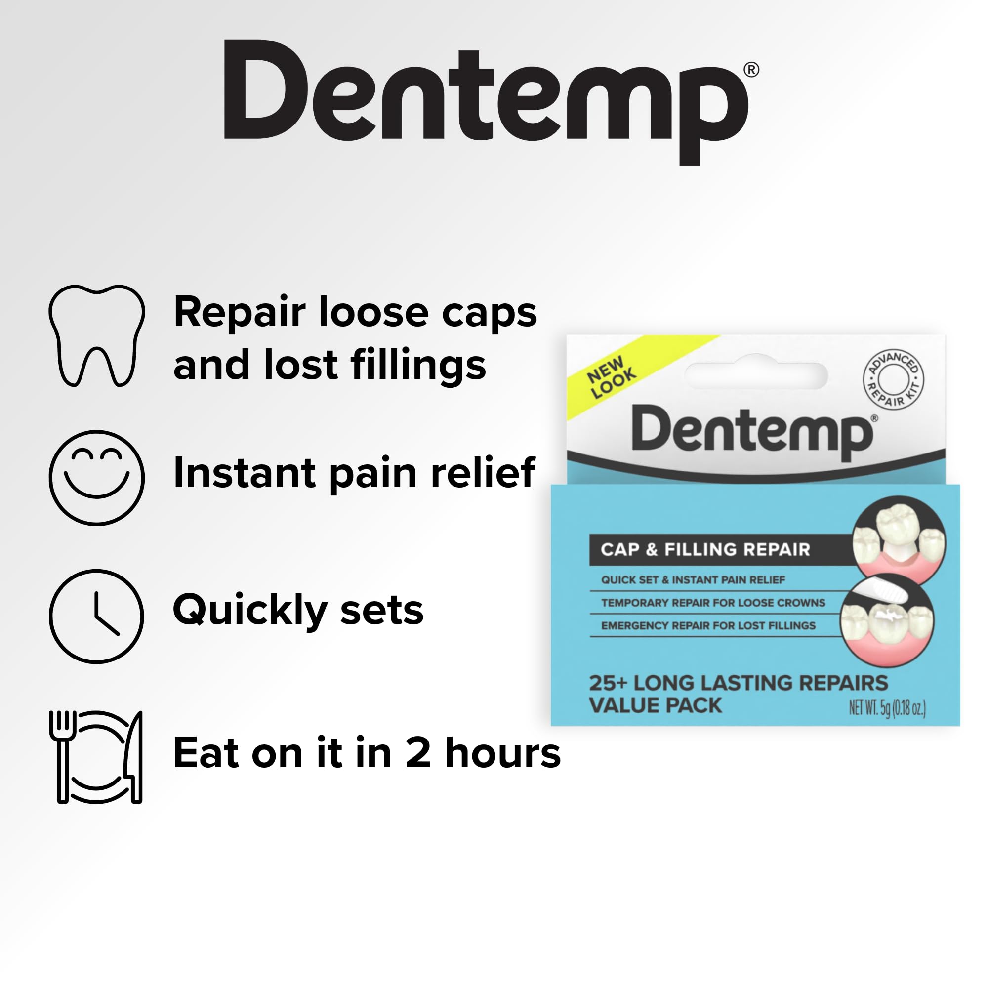 Dentemp Maximum Strength Lost Filling & Loose Cap Repair Kit – Instant Pain Relief