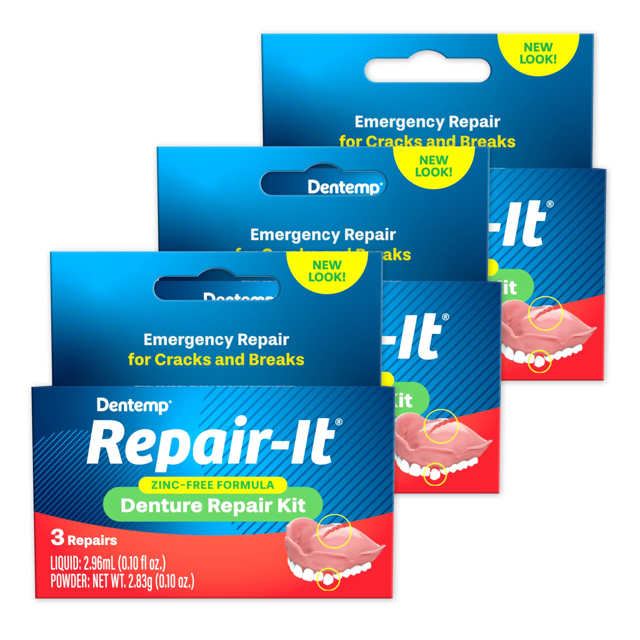 Dentemp Repair Kit – Advanced Formula Denture Repair (Pack of 3)