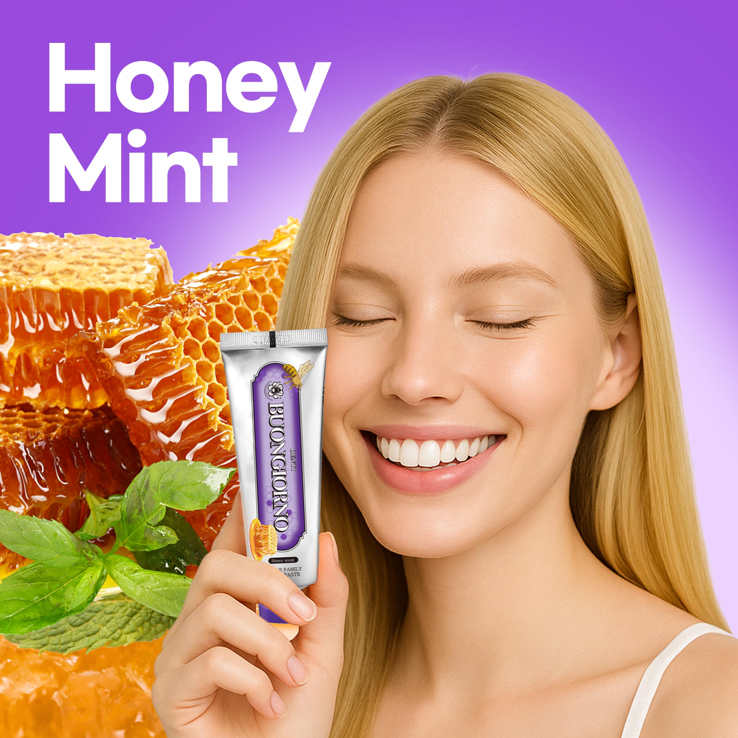 DENTI BUONGIORNO Gum Care Toothpaste – Honey Mint (Natural Fluoride, Korean)