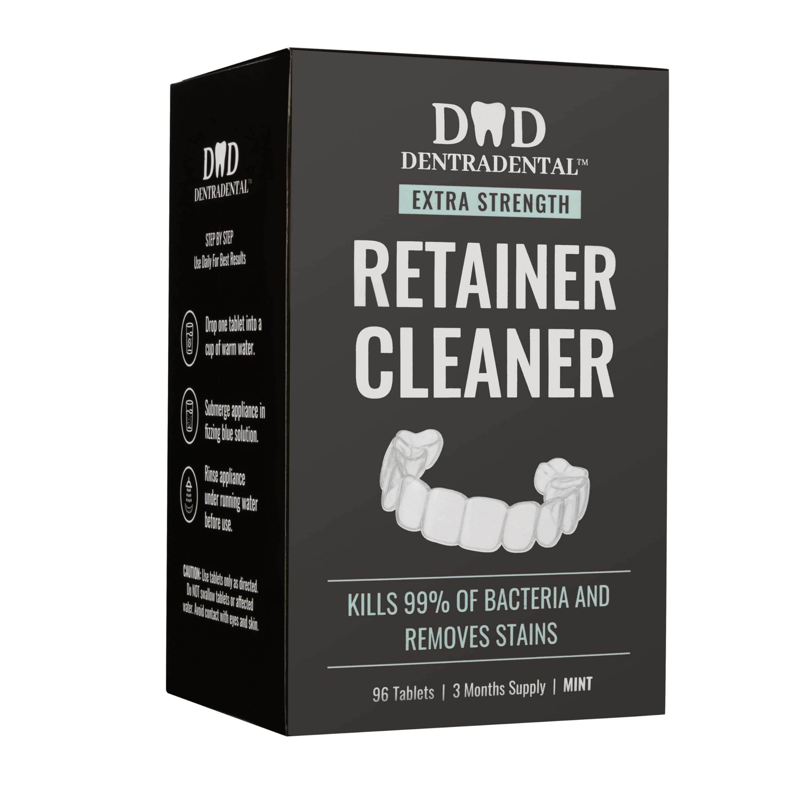 DENTRA DENTAL 96 Count Retainer & Aligner Cleaner Tablets – Mint, 3-Month Supply