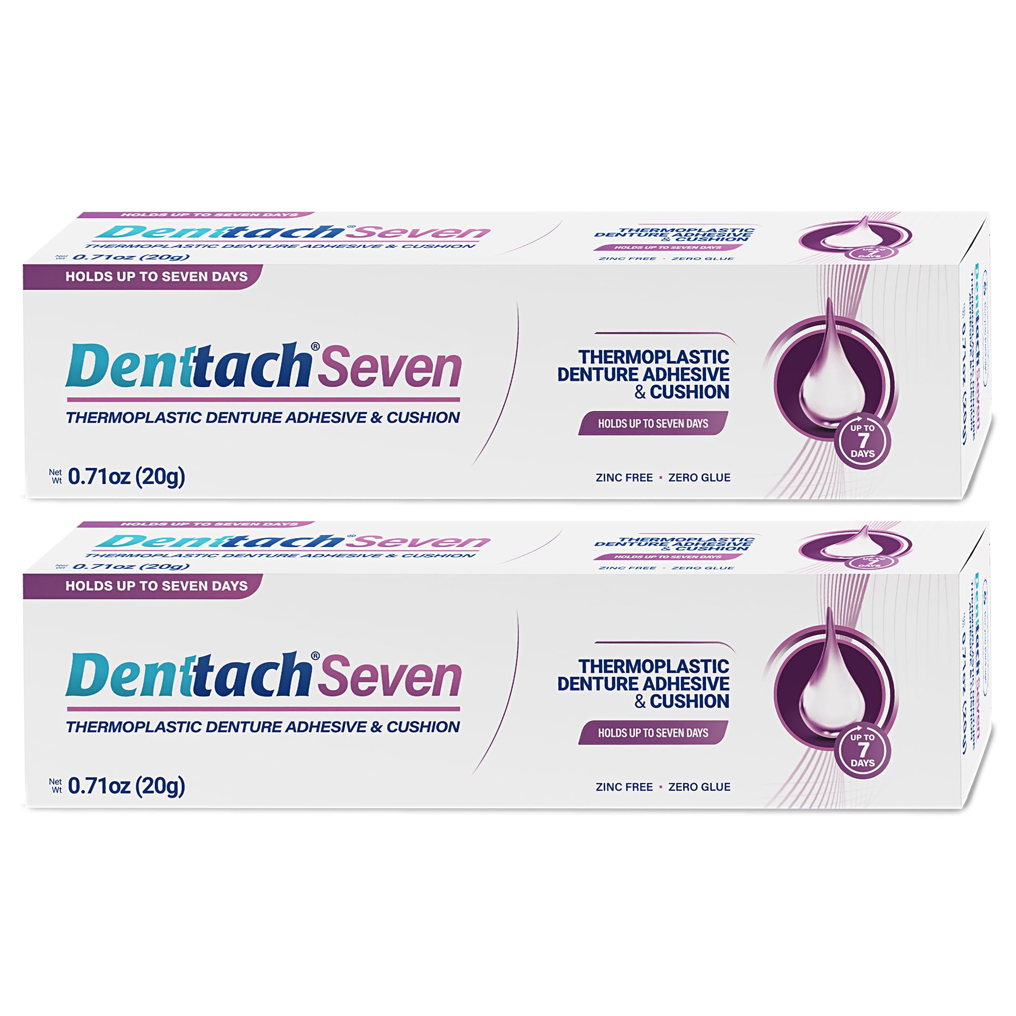 Denttach Thermoplastic Denture Adhesive – 7-Day Comfort, Zinc-Free (Pack of 2)
