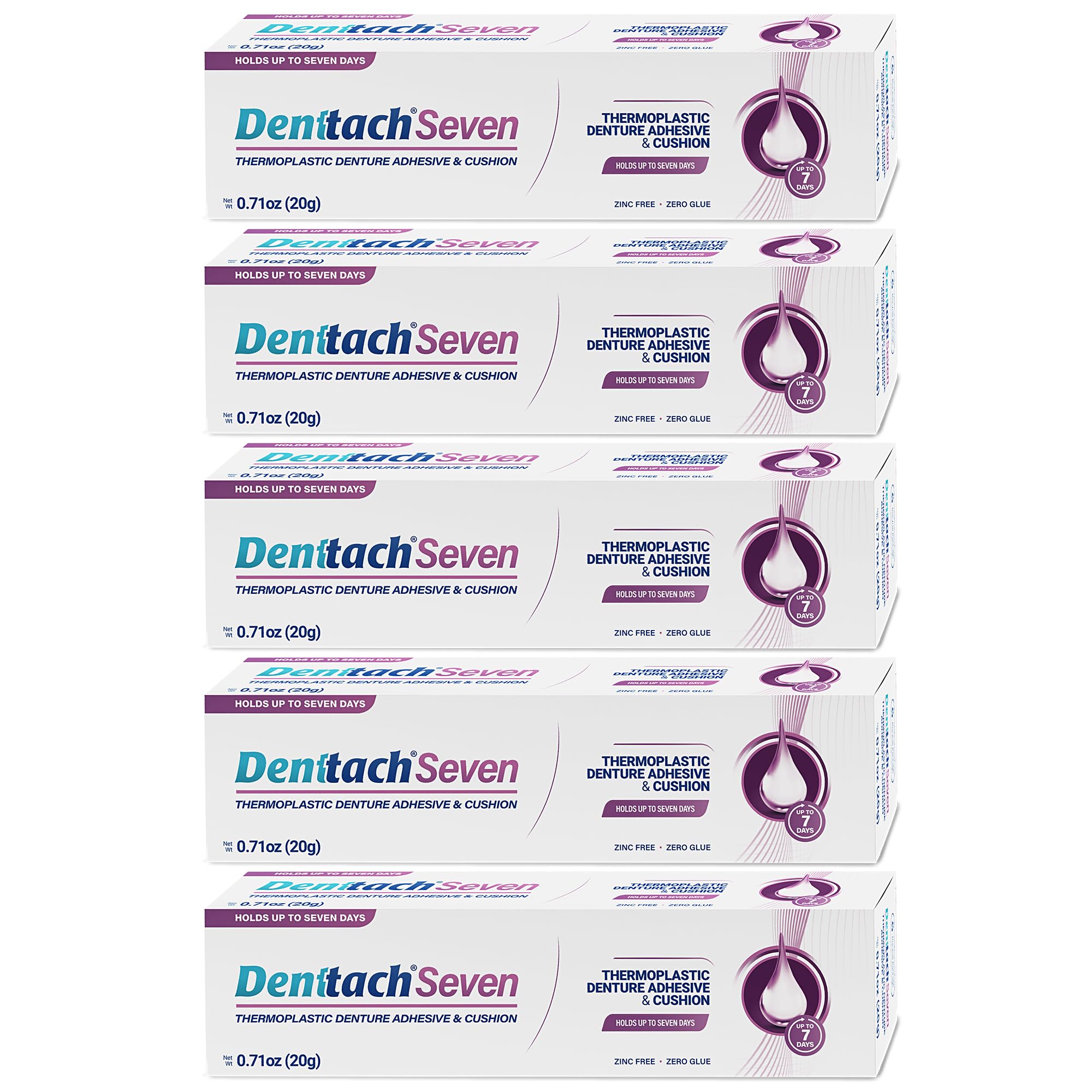 Thermoplastic Denture Adhesive & Cushion Reliner – Zinc-Free, 7-Day Hold (Pack of 5)