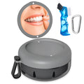 Denture Bath Case Gray – Leak-Proof Portable Retainer Box with Cleaning Kit