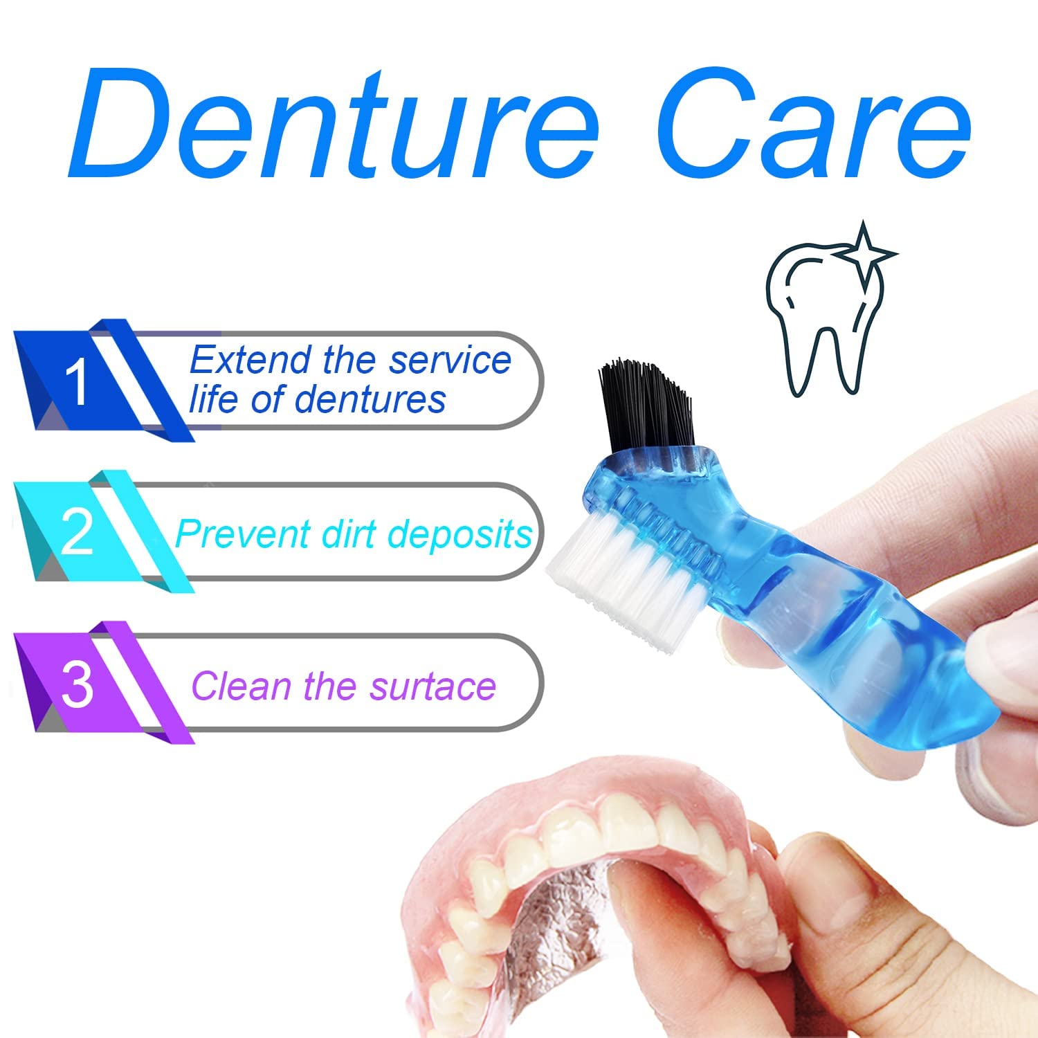 2 Pack Denture Bath Case – Purple & Dark Blue Travel Holder with Brush