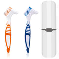 Denture Brush 2 Pcs with White Case – Comfort Grip & Multi-Tier Bristles