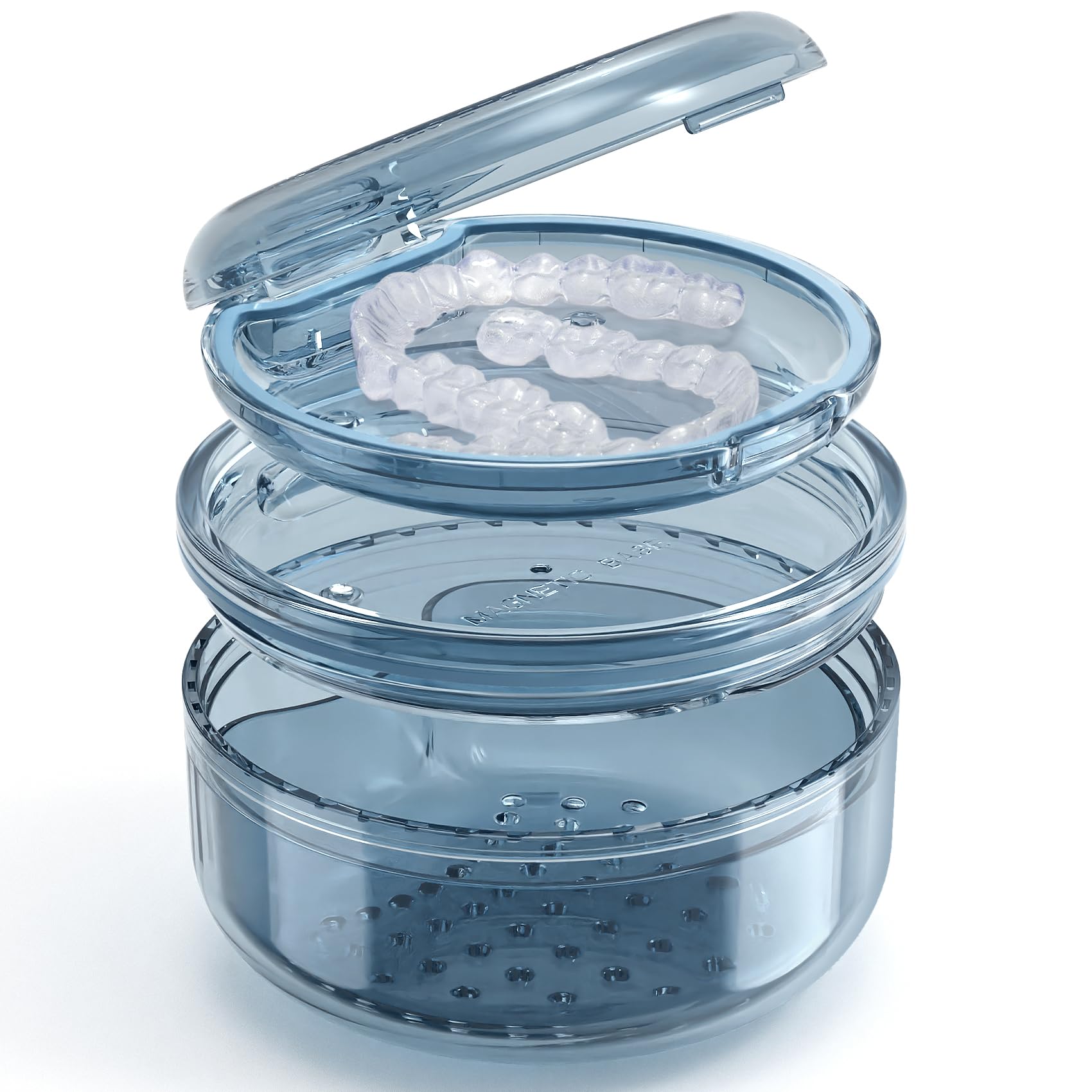 2-in-1 Denture Case & Retainer Cleaning Box | No-Leak Denture Bath Box