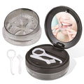 Leak-Proof Denture Case with Mirror - Travel Bath Box Grey