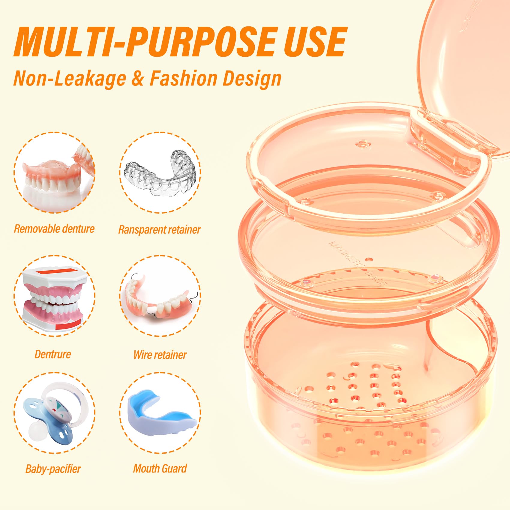 2-in-1 Denture Case & Retainer Cleaning Box | No-Leak, Portable Denture Bath
