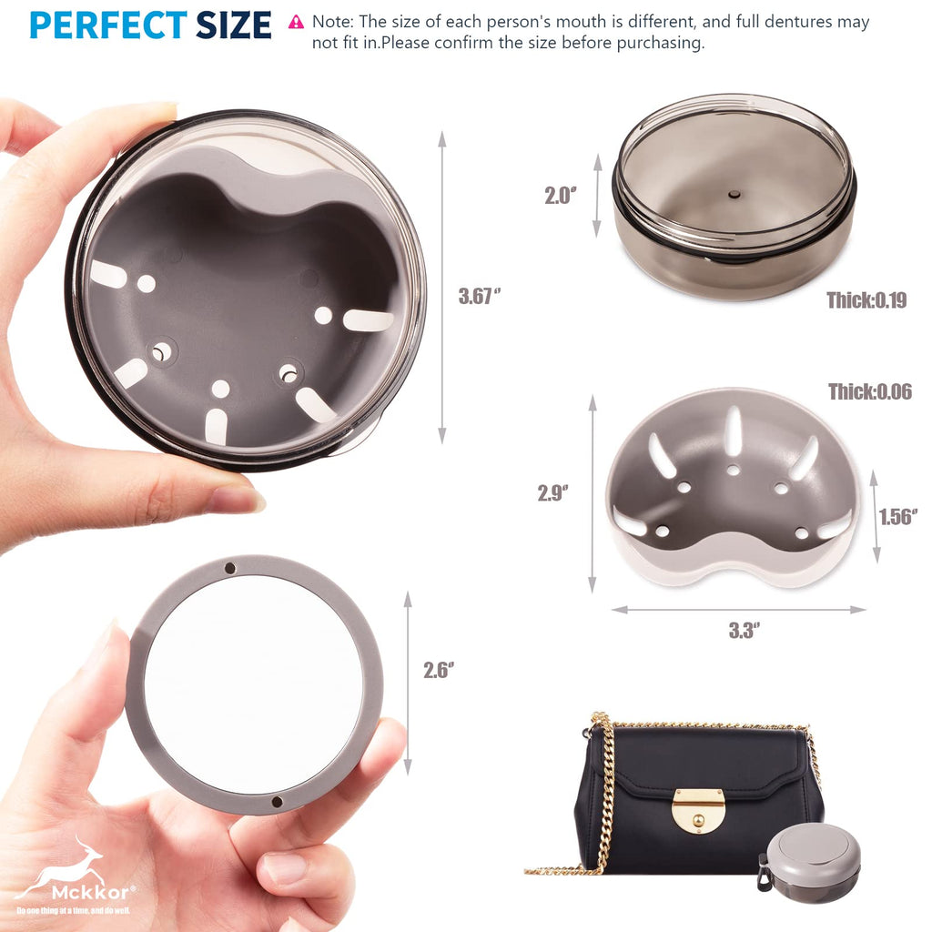 Denture Case - Leak-Proof Travel Denture Box with Mirror and Strainer (Pink)