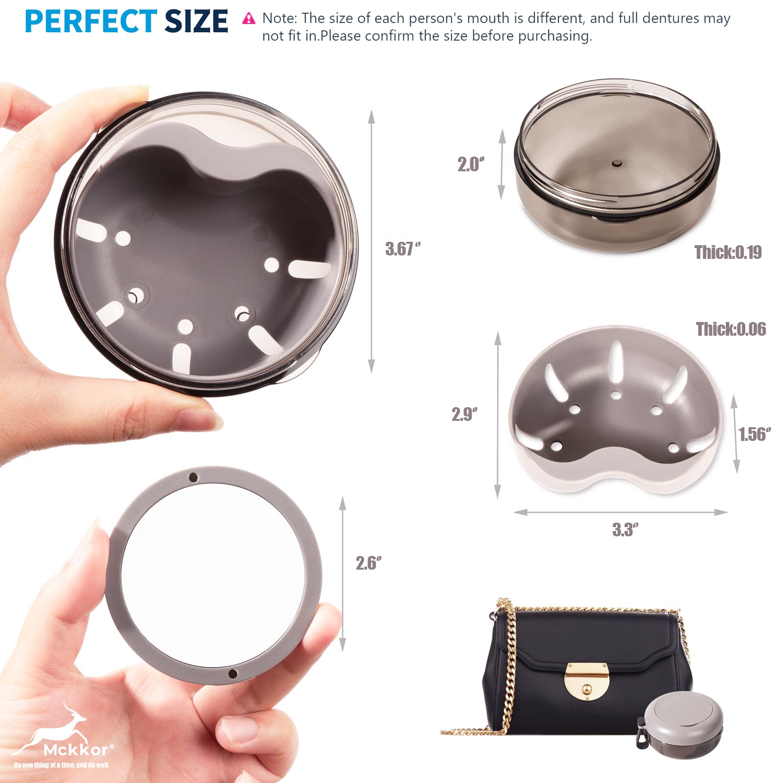 Denture Case - Leak-Proof Travel Denture Box with Mirror and Strainer (Pink)