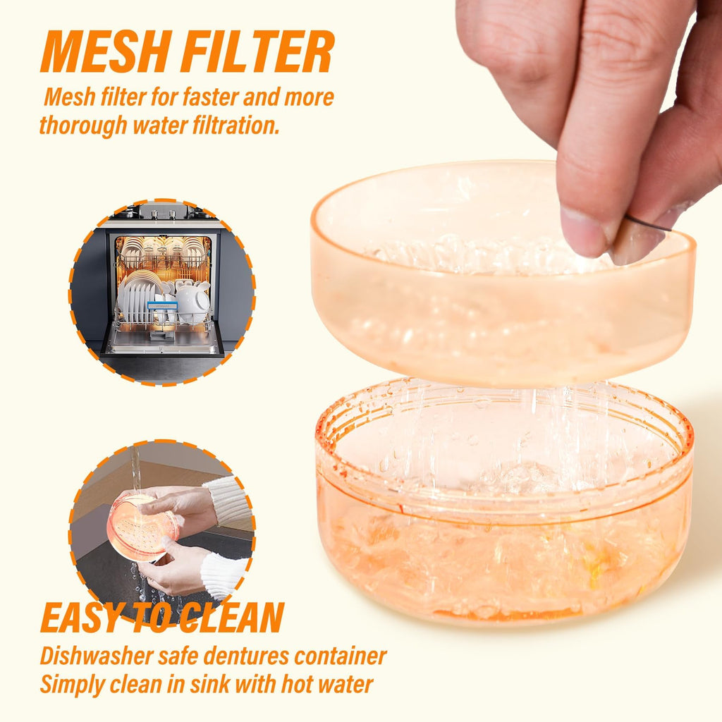 2-Pack Denture Case – 2-in-1 Retainer Case with Strainer Basket (No-Leak, Travel)