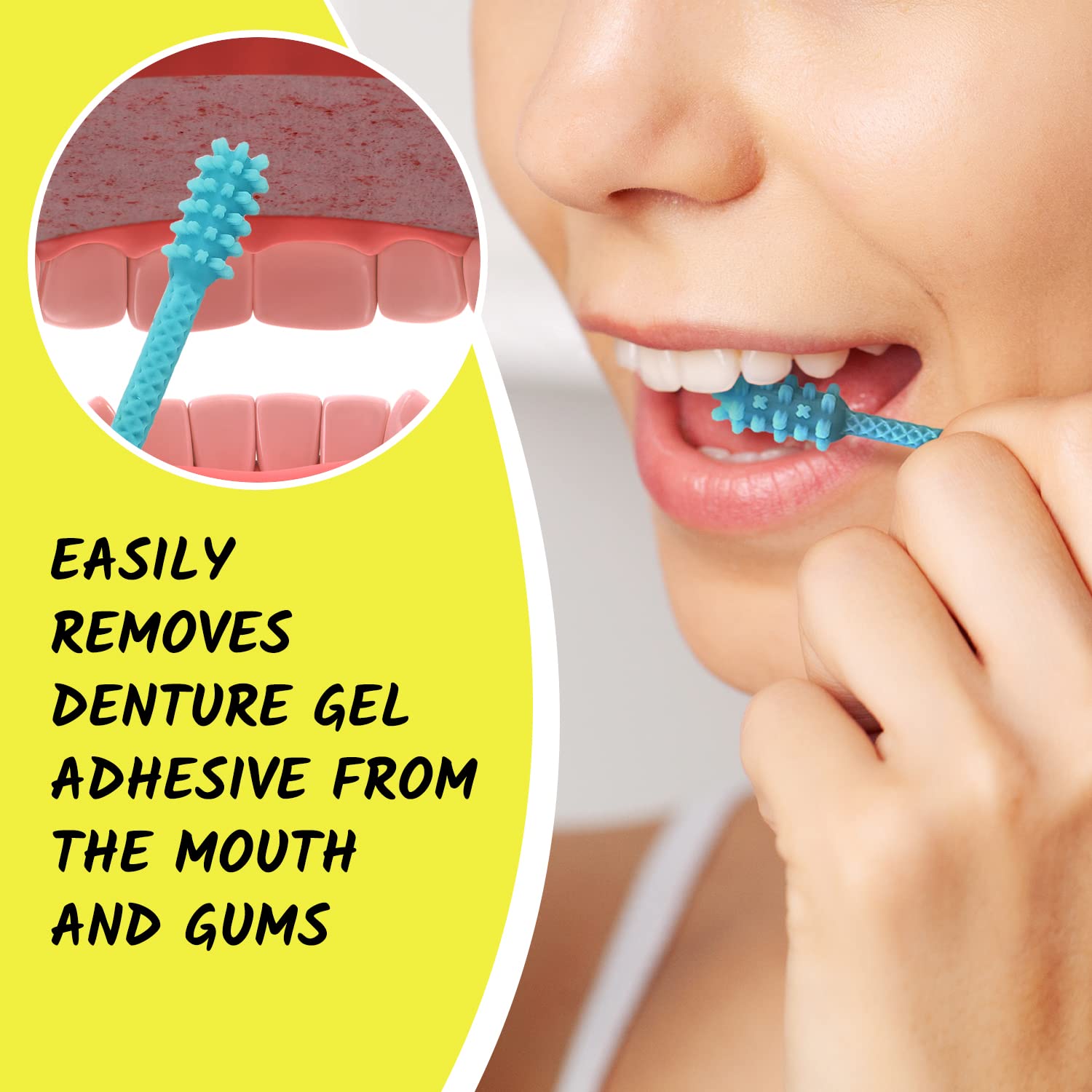 Denture Dart V3 – Hard Plastic Denture Brush & Gel Adhesive Remover