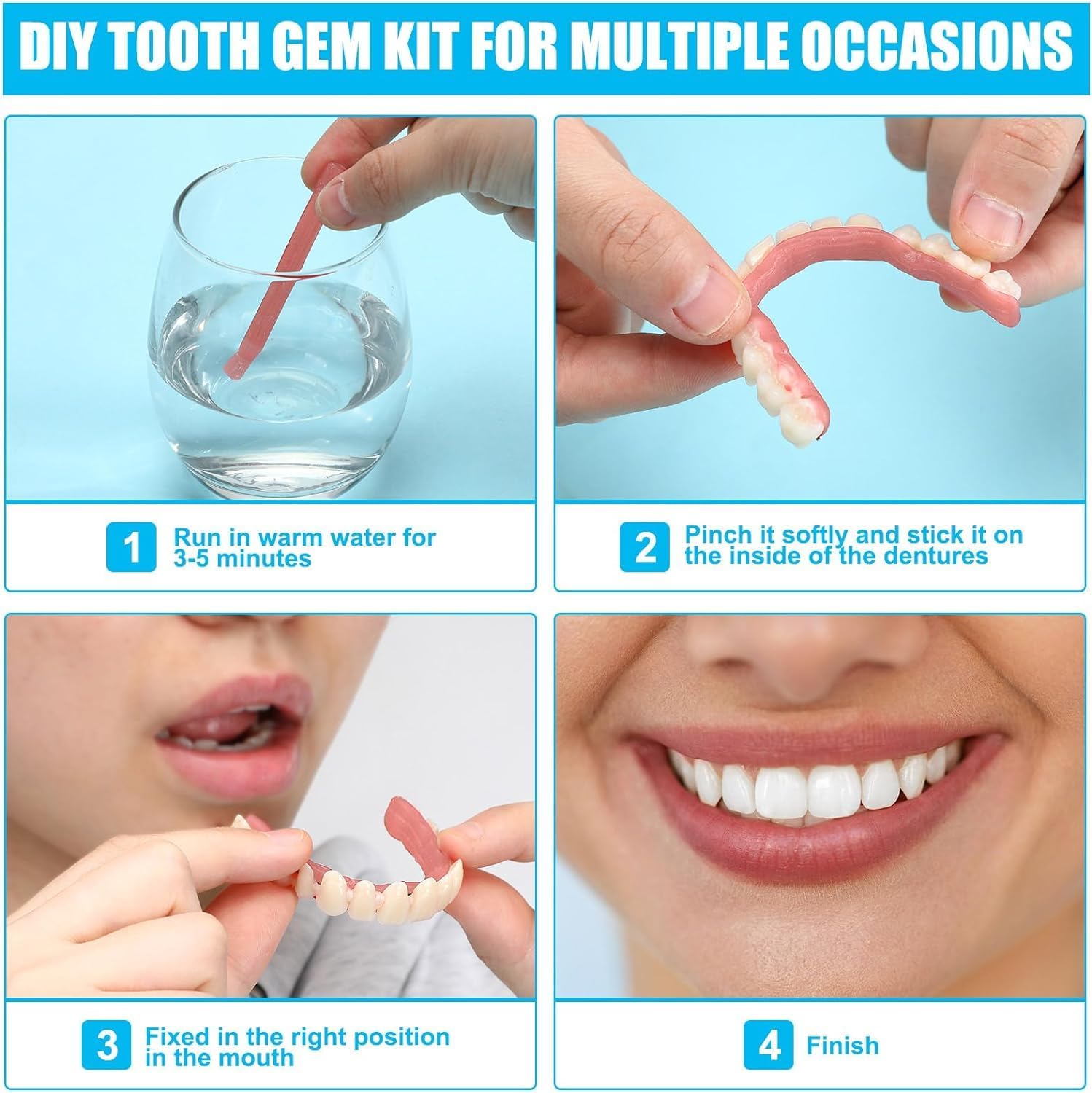 Denture Do It Yourself Full Set - Top & Bottom Dentures, Partial & Full Dentures DIY Kit | Create Your Perfect Smile at Home