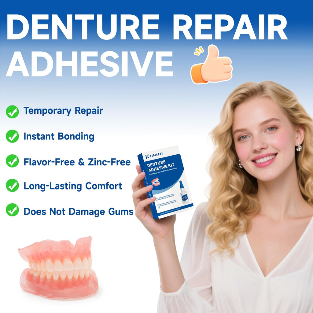 Dental Lab Denture Repair Glue Kit (1oz/30g) – Instant Bonding Denture Adhesive, No Odour
