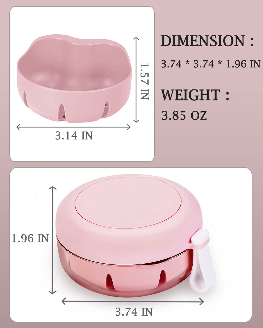 Pink No-Leak Denture Case | Travel-Friendly Denture Bath Box with Strainer & Magnetic Mirror