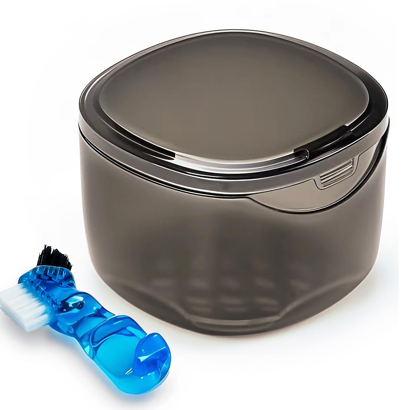 Denture Case No-Leak Soaking Container | Partial Denture Cups | Transparent Black