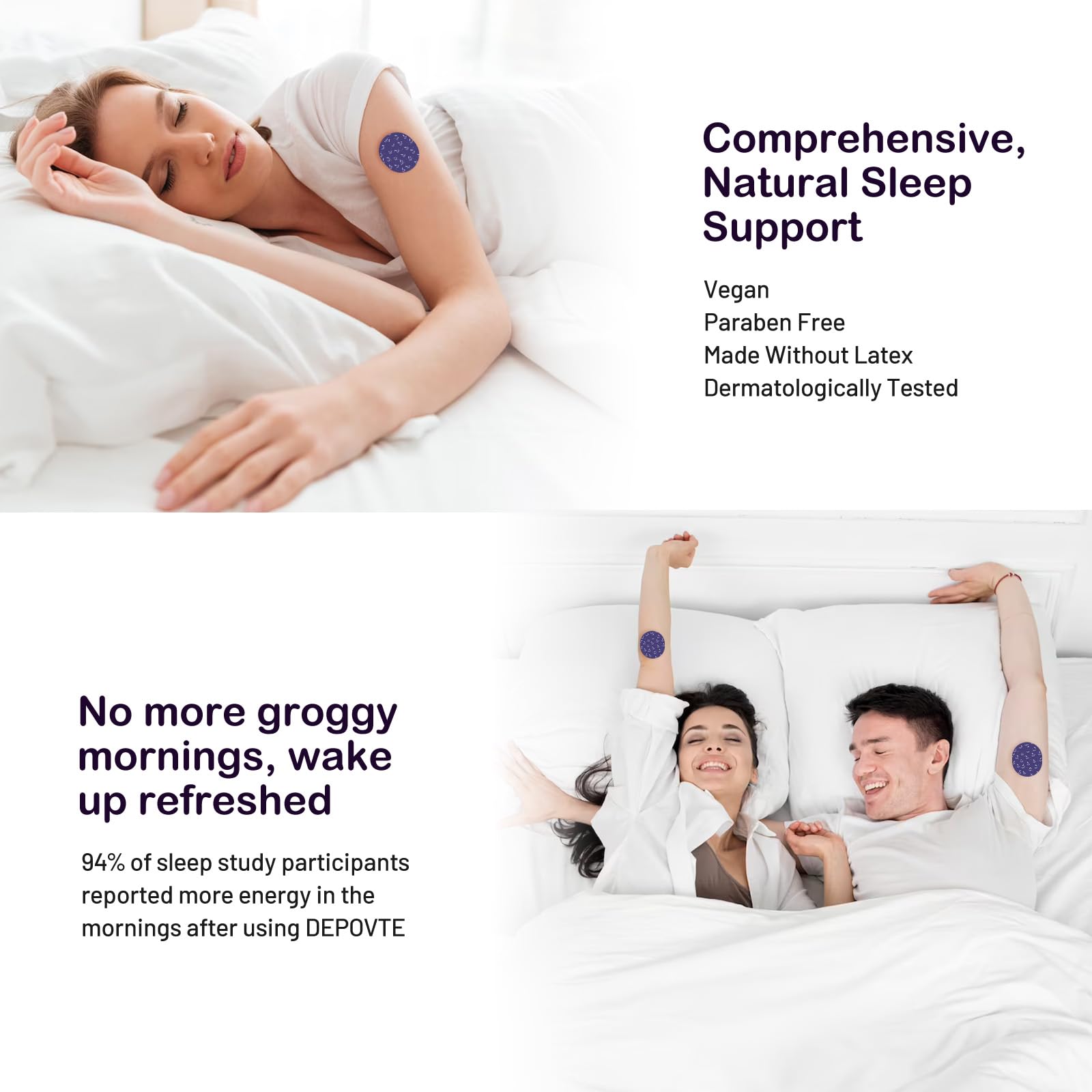 DEPOVTE Sleep Patches 60pcs – Melatonin, Lavender & Chamomile, Extra Strength, Overnight