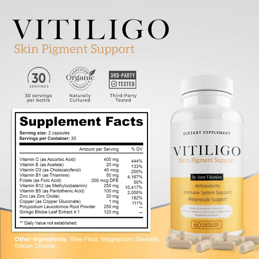 Dermawonder Vitiligo Capsules 60 Count | Effective Pigmentation Support & White Spot Reduction