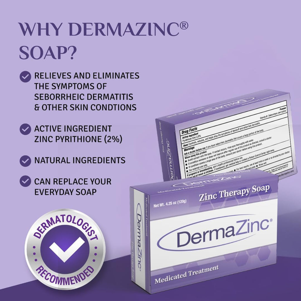 DermaZinc Therapy Soap – Zinc Soap for Skin Conditions | Full-Body Relief (Pack of 6)