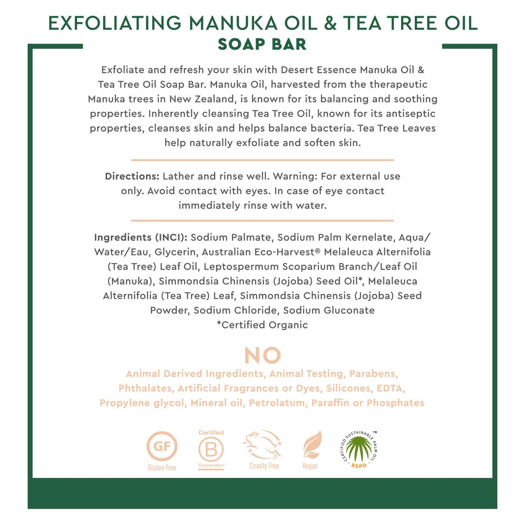 Desert Essence Manuka Tea Tree Oil Soap Bar - Natural Skincare