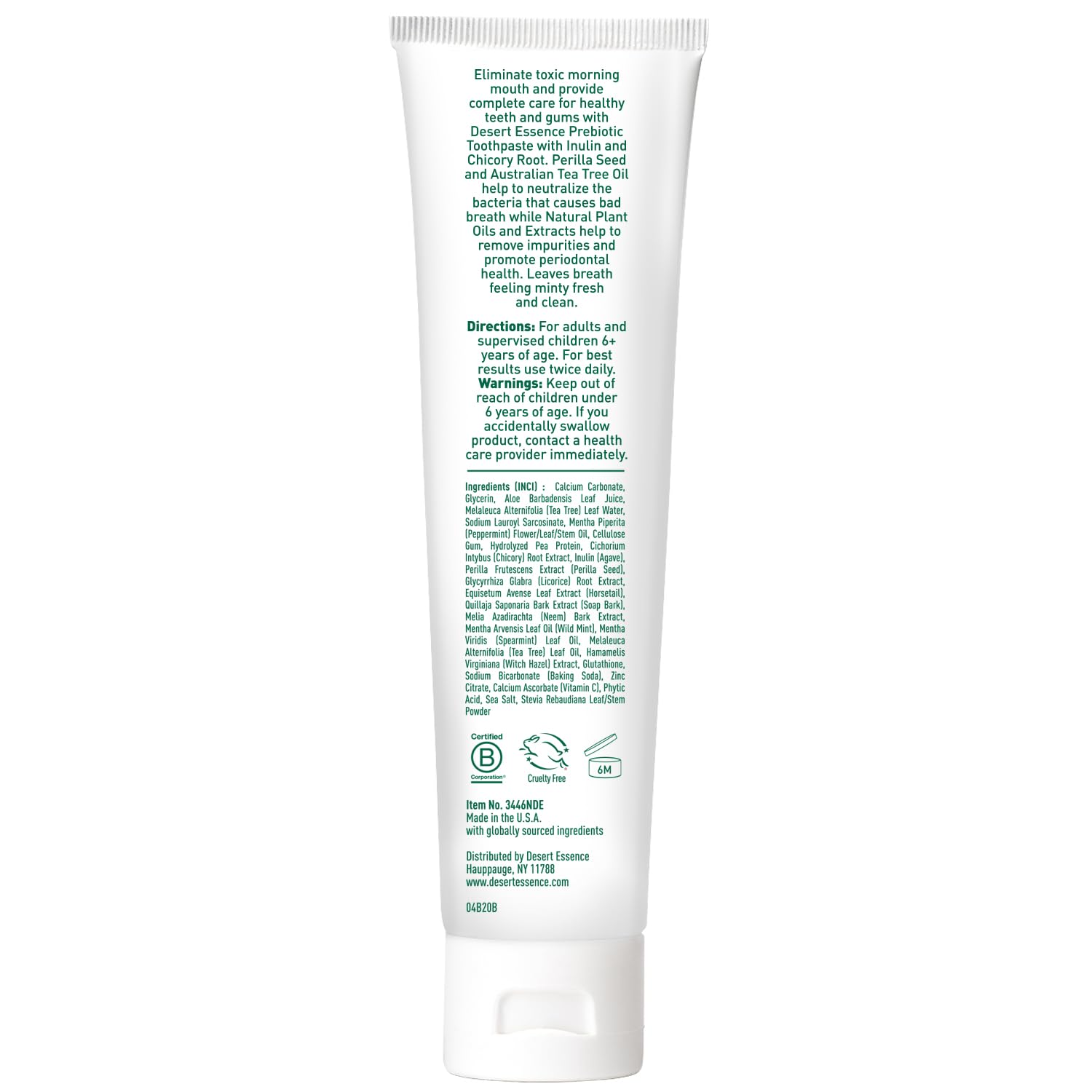 Desert Essence Prebiotic Plant-Based Whitening Toothpaste - Mint, Fluoride Free & Cruelty-Free - 6.25 oz