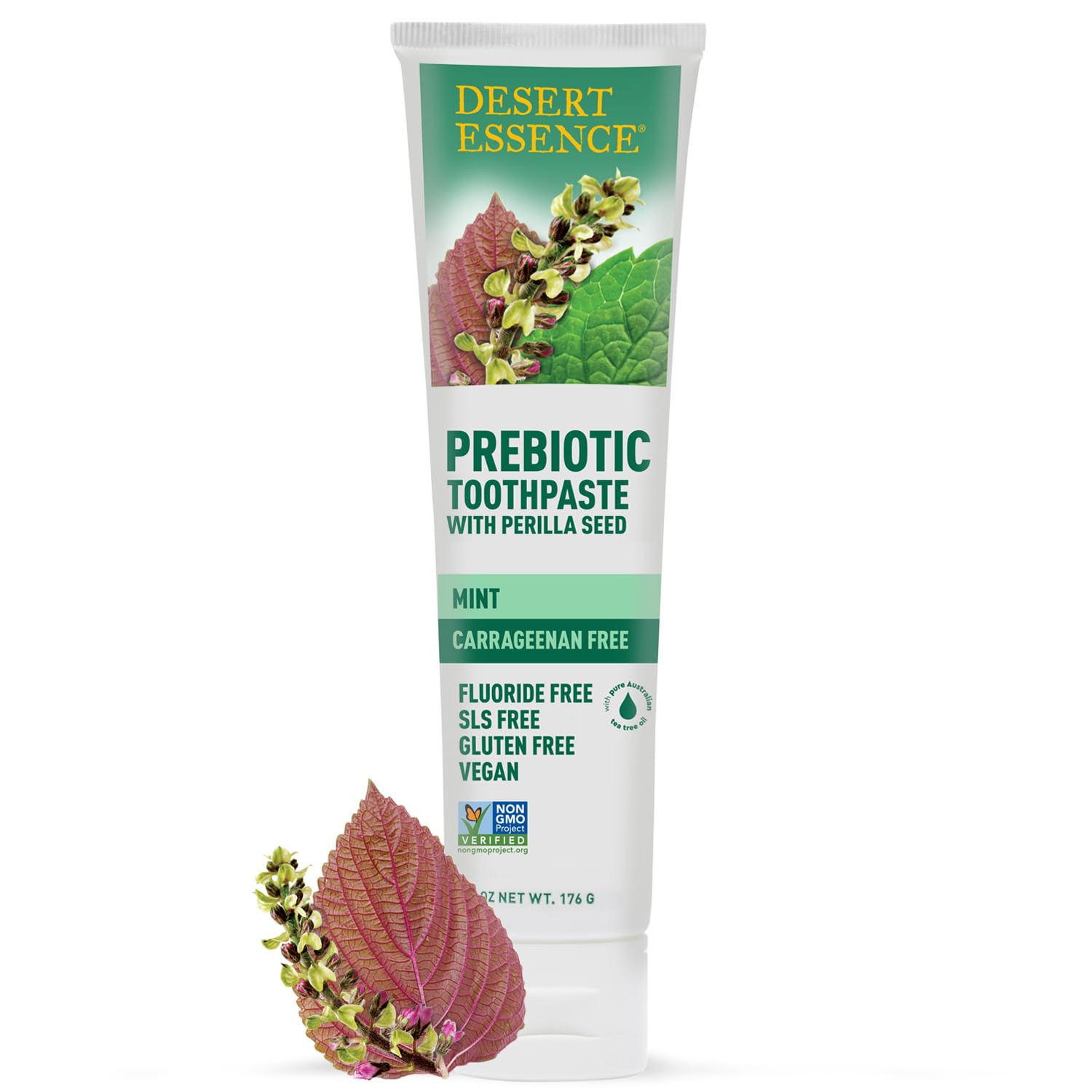 Desert Essence Prebiotic Plant-Based Whitening Toothpaste - Mint, Fluoride Free & Cruelty-Free - 6.25 oz