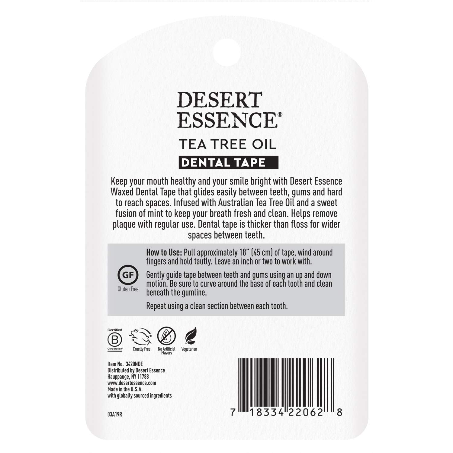 Desert Essence Tea Tree Oil Dental Tape - 30 Yards, 6 Pack, Beeswax Waxed, Cruelty-Free