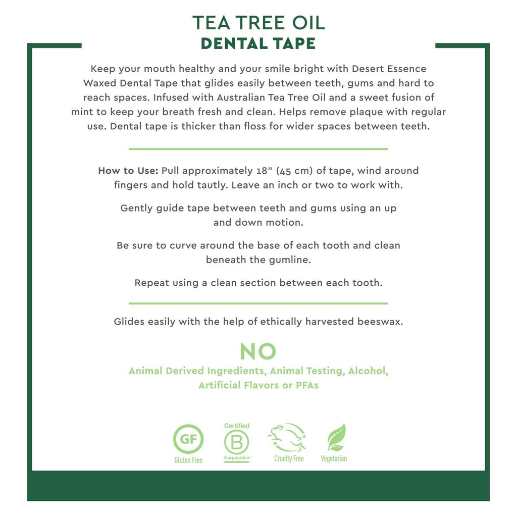 Desert Essence Tea Tree Oil Dental Tape - 30 Yards, 6 Pack, Beeswax Waxed, Cruelty-Free