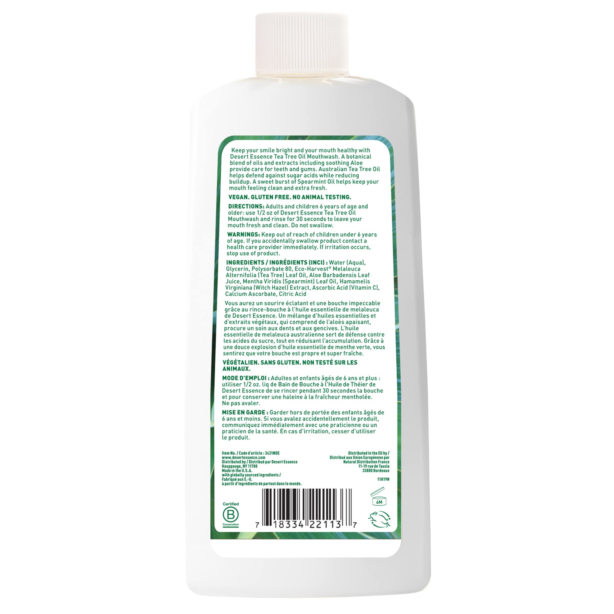 Desert Essence Tea Tree Oil Mouthwash 16 fl oz - Pack of 6 - Spearmint - Paraben Free