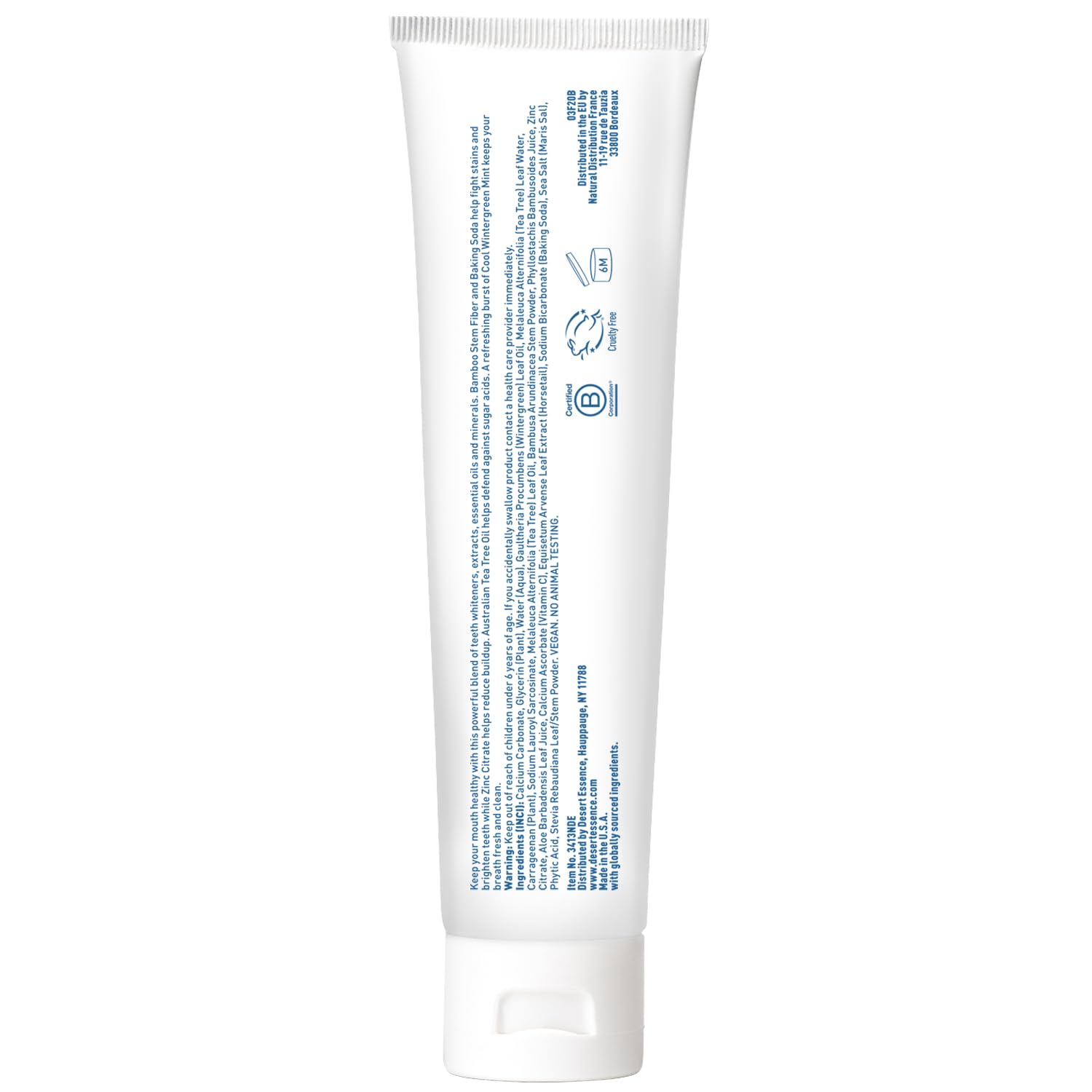Desert Essence Tea Tree Oil Whitening Toothpaste - Fluoride Free, 6.25 oz