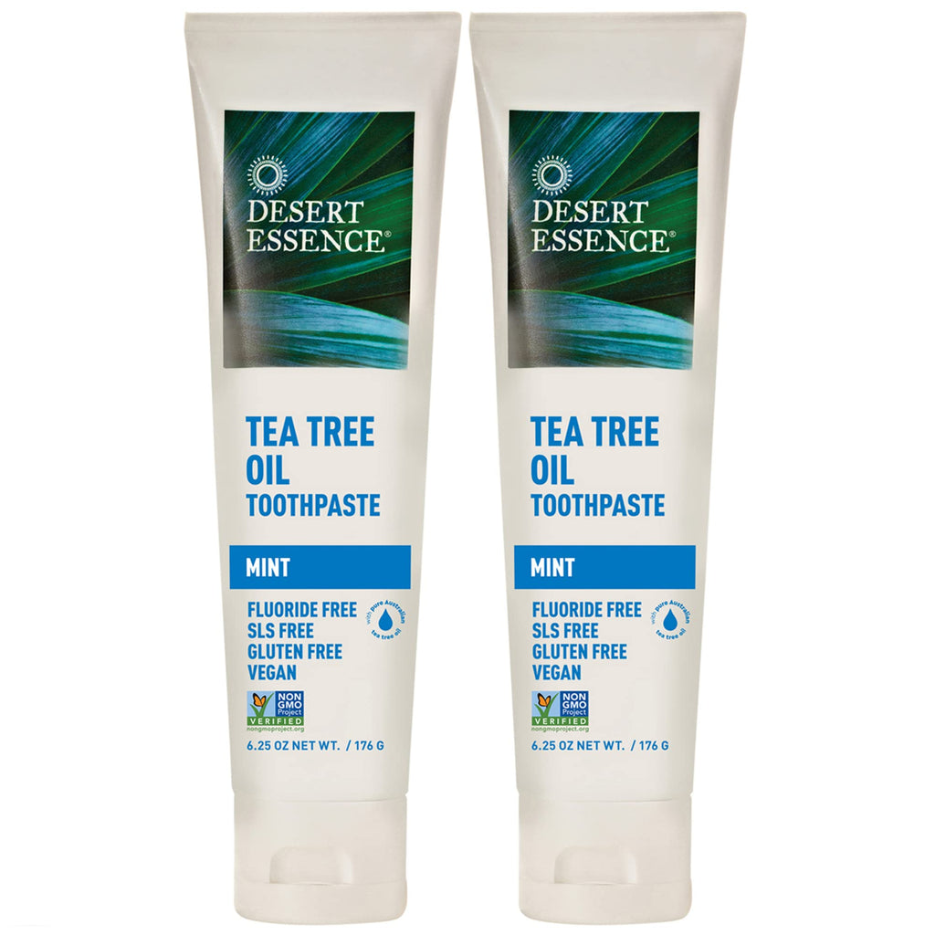 Desert Essence Tea Tree Oil Toothpaste – Mint, 6.25 oz (Pack of 2)