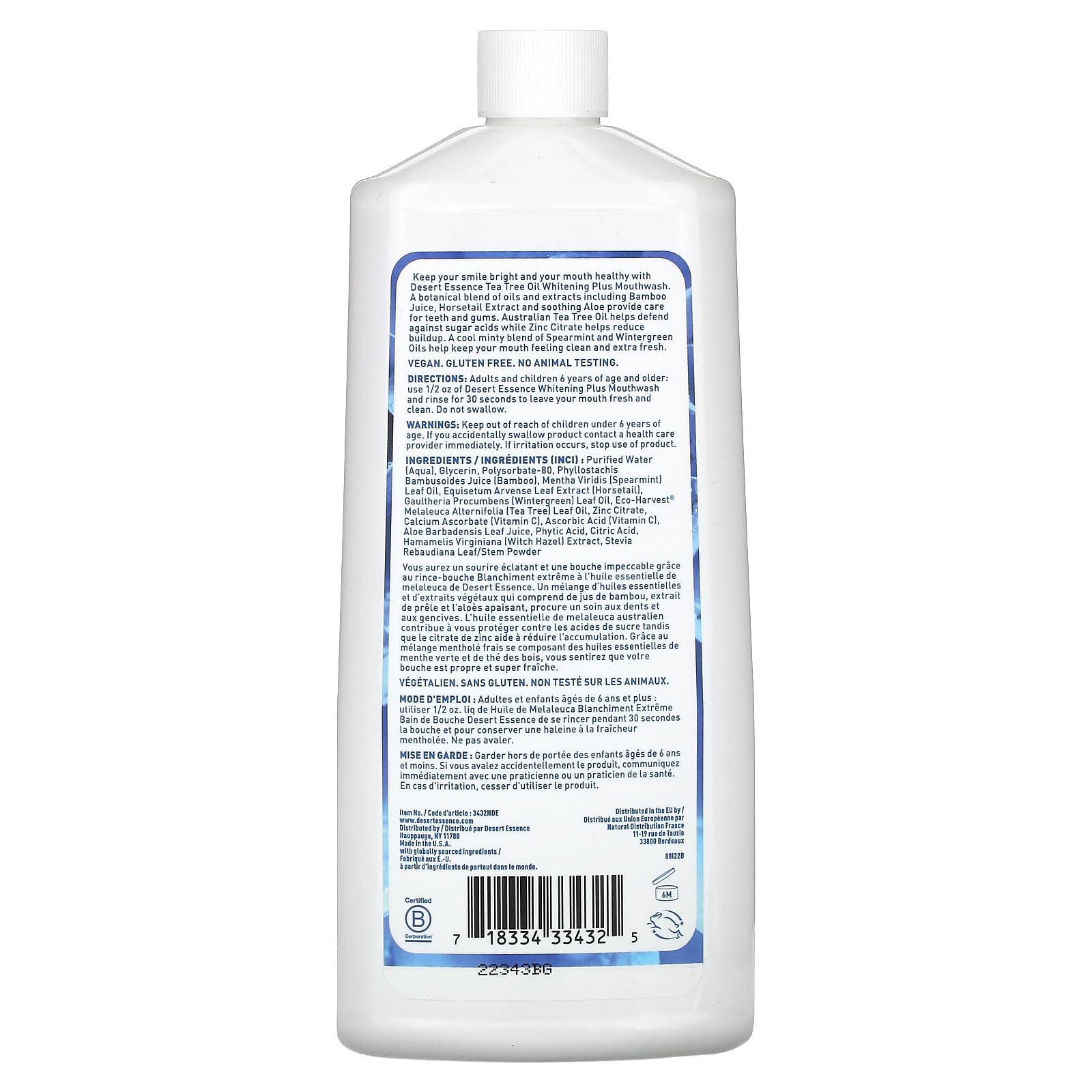 Desert Essence Mouthwash, Tea Tree Whitening Mint, 16 Fluid Ounce