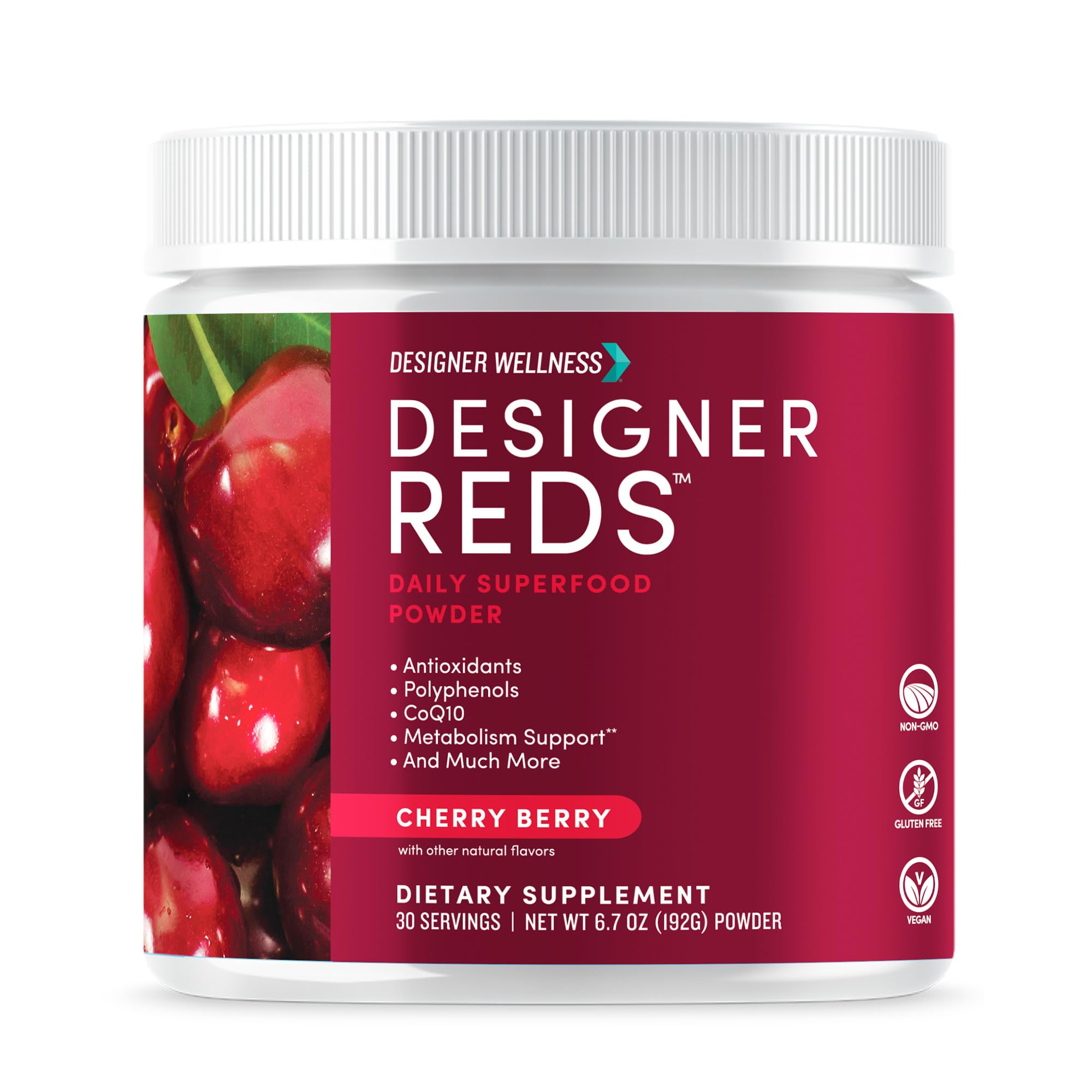 Designer Reds Beet Root Daily Superfood Powder – Cherry Berry, 30 Servings | Energy, Immunity, Digestive & Heart Health