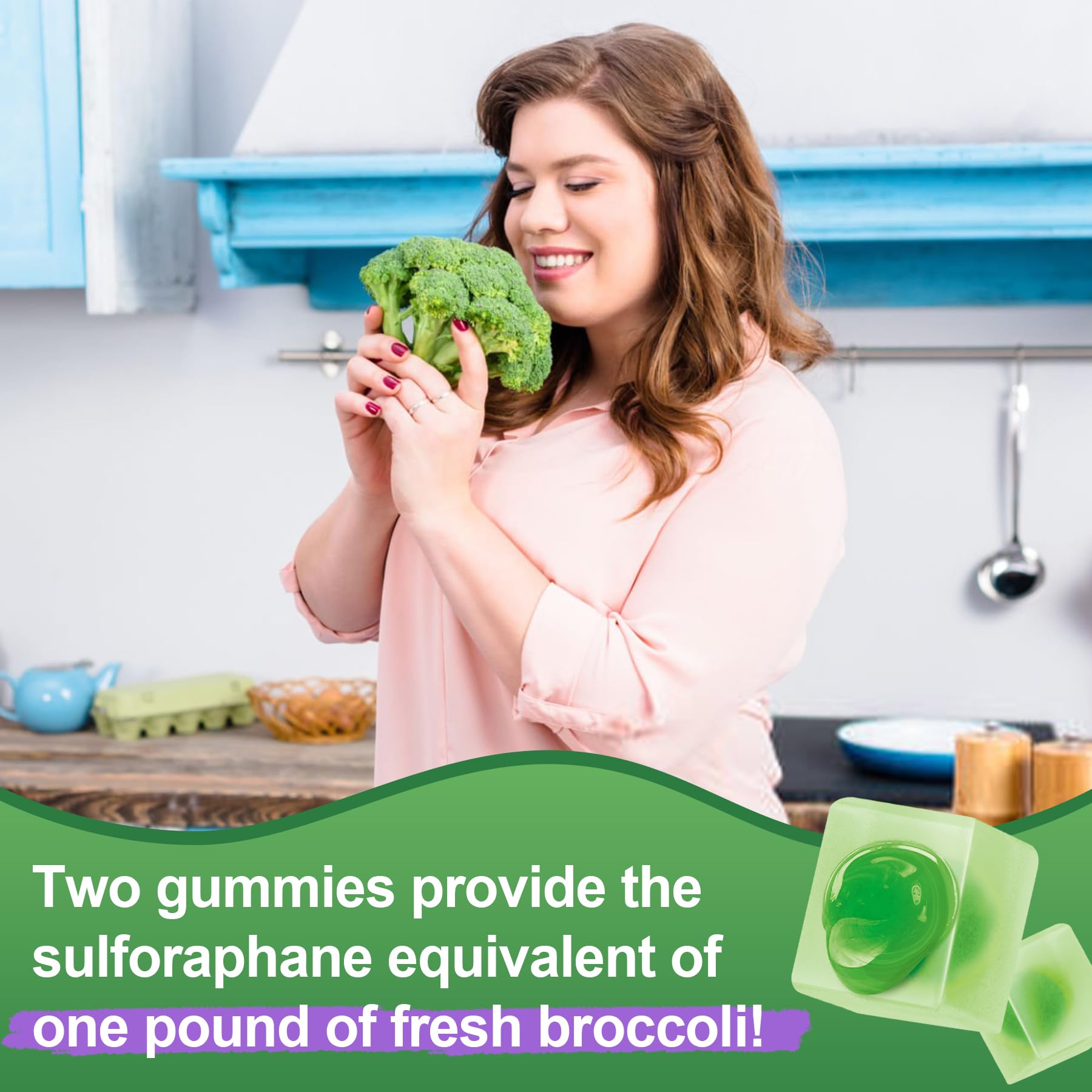 150mg Liposomal Sulforaphane Gummies from Broccoli Sprouts Extract – Myrosinase, Vitamin C & E | Antioxidant, Detox & Cellular Health | 60 Counts