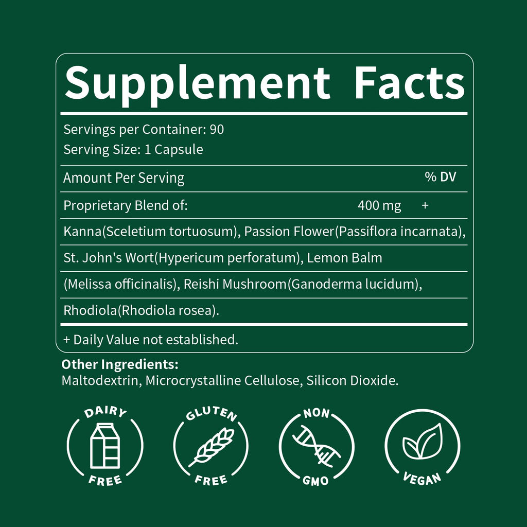 DetoxenNATURE Kanna Extract Power Capsules – Relaxation & Focus Support (90 Count)