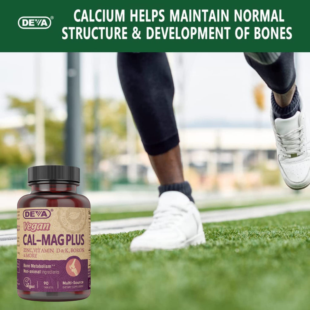 DEVA Vegan Calcium Magnesium Plus 2-Pack – Zinc, Vitamins C D K | 90 Tablets Each