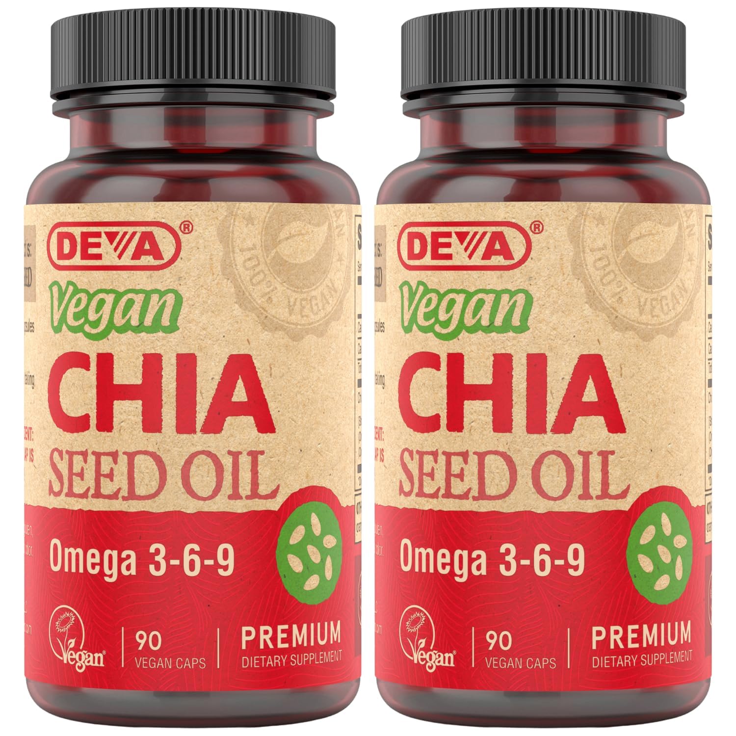 DEVA Chia Seed Oil – Vegan, Cold-Pressed, Omega-3, 90 Capsules (2-Pack)