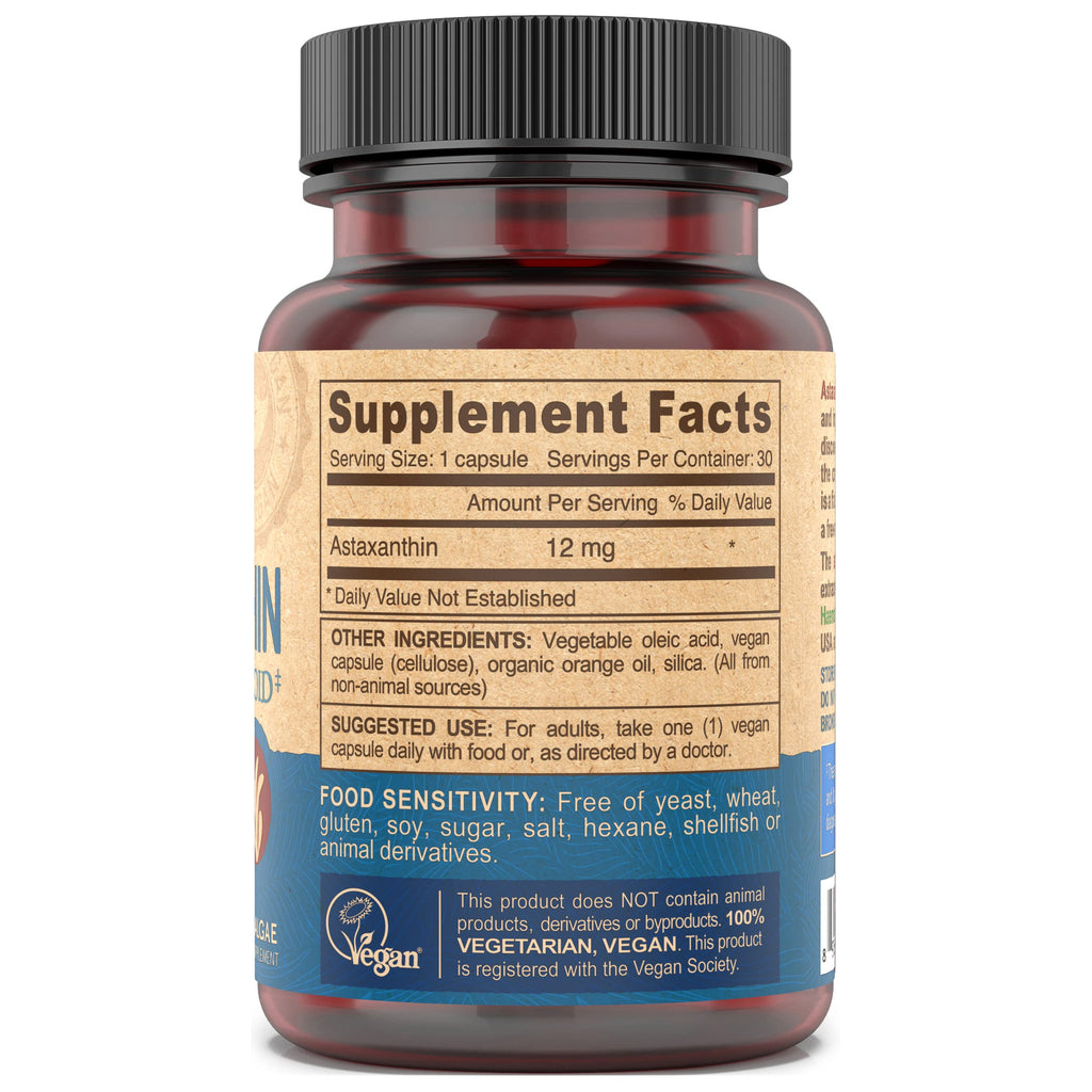 DEVA Nutrition Astaxanthin 12mg – Vegan, Haematococcus Pluvialis, 30 Capsules