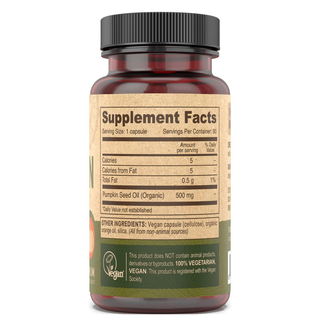 DEVA Nutrition Vegan Pumpkin Seed Oil 500 mg – Cold-Pressed & Unrefined | 90 Capsules
